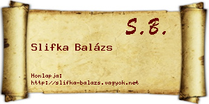 Slifka Balázs névjegykártya